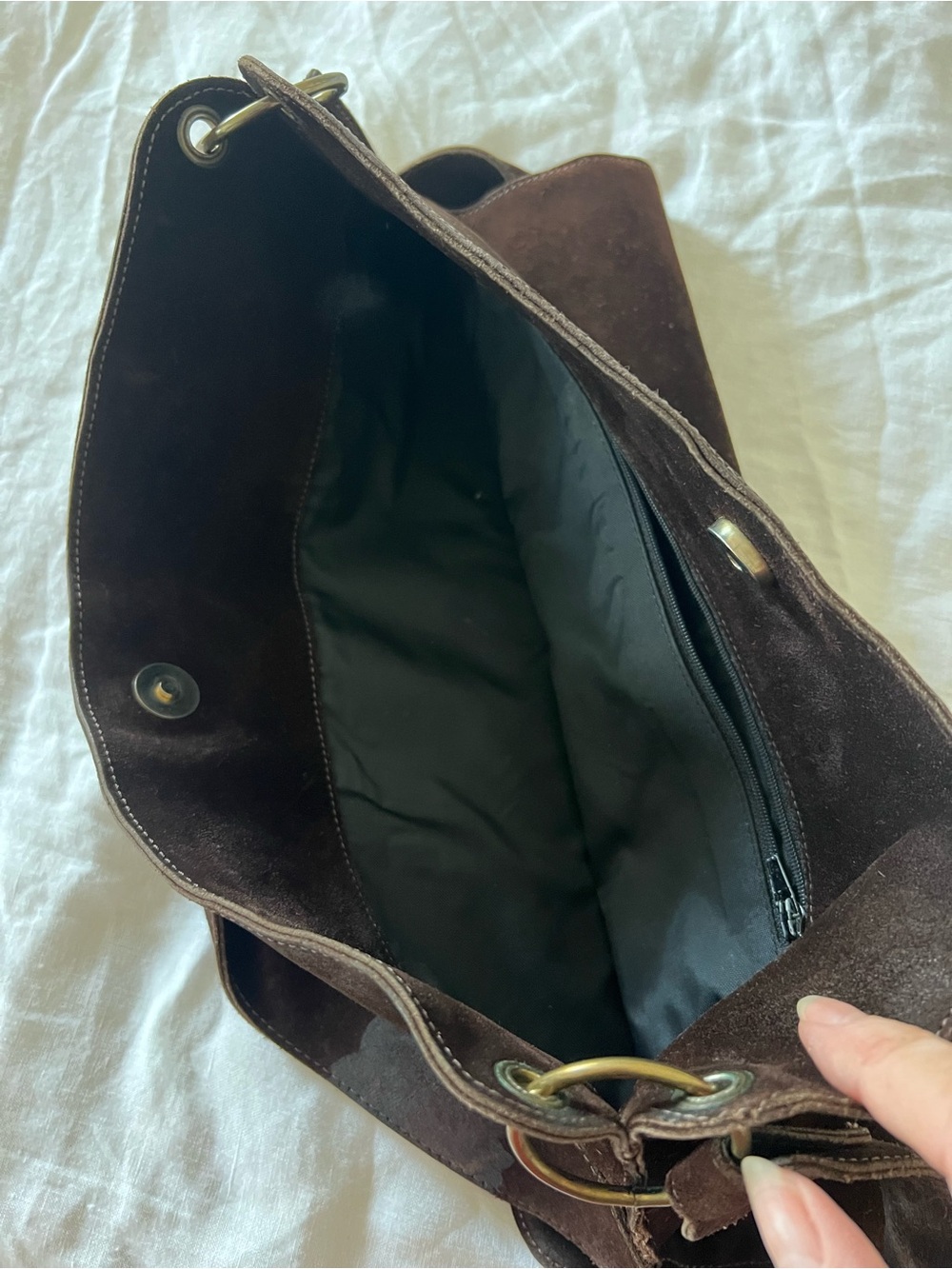 Chan Luu Dark Brown Suede Shoulder Bag - Picture 6 of 6
